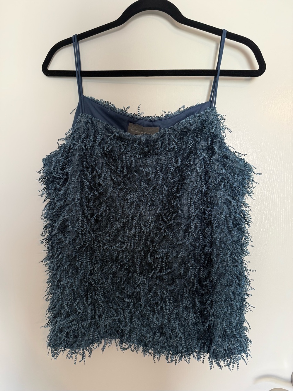 Anthropologie Sunday in Brooklyn Blue Fringe Cami Tank Size L